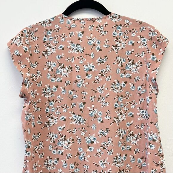 DR2 by Daniel Rainn Ditsy Floral Pintuck Cap Sleeve Blouse, Size XS Dusty Rose - Picture 7 of 12
